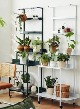 置多层铁艺物架室CJA内户外花盆架地可调节花架简式约客厅阳落台