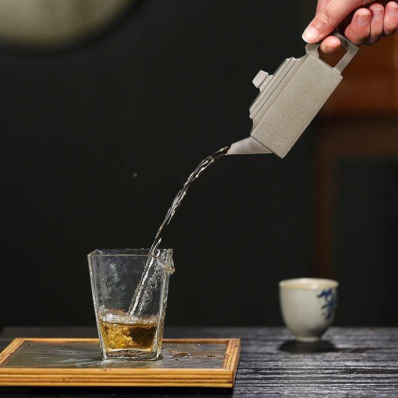 宜兴矿方山逸士纯F875687S全方手工方制作四紫砂壶青原灰段泥器老
