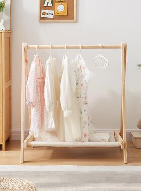 儿童衣架落卧园室婴衣架VYS家用儿宝宝地挂衣架收纳架实木幼儿衣