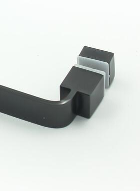 淋NMW浴玻璃门配黑色大拉手厂家直件供卫生间钢不锈单双向推拉房