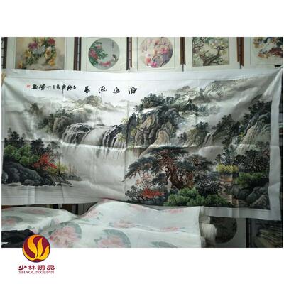 绣手工刺绣精工艺品山潮水画品单面SL2688绣客厅玄关面双绣屏风别