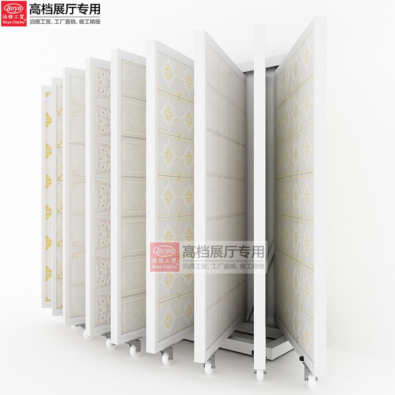 泊雅工贸瓷砖样品翻页板FY071地砖立式落地式架子铝扣展架地毯展