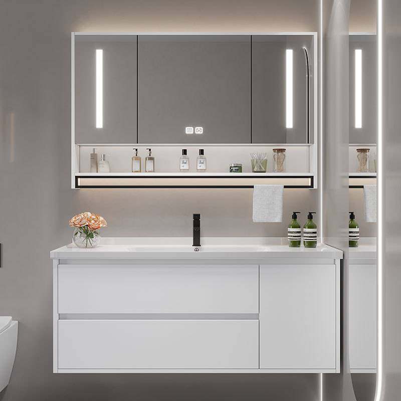智能陶瓷一体洗手洗脸盆浴室柜组合40CM宽超窄小户型卫生间洗漱台