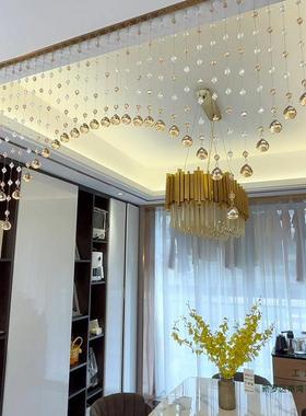 珠厅帘水晶客隔断LWP帘玄子关客厅餐厅打免孔门帘屏风家用装饰过