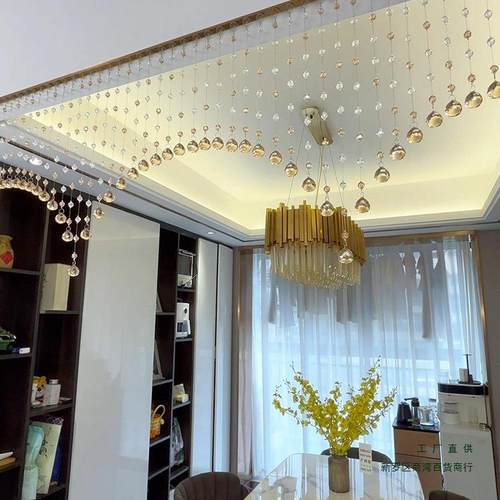 珠厅帘水晶客隔断LWP帘玄子关客厅餐厅打免孔门帘屏风家用装饰过