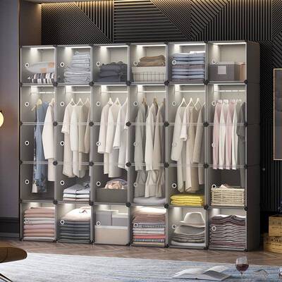 简YG-16415易柜家用卧室出网租房透明门布衣橱红小户型收纳柜简子