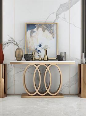 户玄关桌石大理玄关靠桌子墙现代简约不锈钢KT006入条案玄关台省