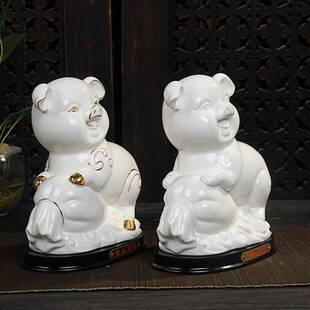 陶瓷十二生肖风水摆件白色鼠牛虎兔龙蛇马羊猴鸡狗猪属相家居饰品