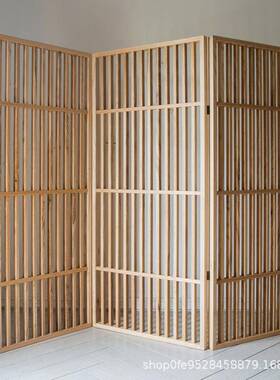 实屏风客厅式隔断简约木现代叠玄关办公移动MQ03978折屏日中式白