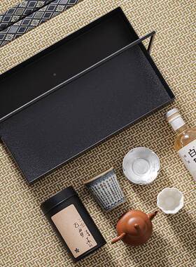 大岸堂新式艺提篮黑色茶具收纳中盒茶棚铁茶铁dat1268托盘样板间