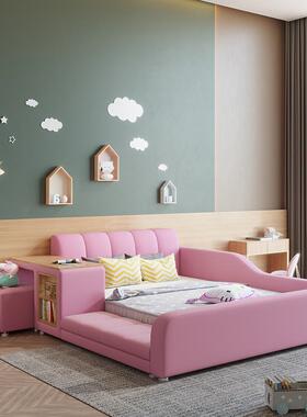 实木儿童床.5米卧架室1带护栏1.2m桌带书书床单LED人床多功能组合