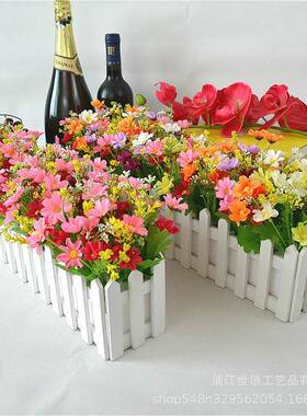 商隔场断装饰真仿花幼儿园角遮挡木墙栅栏80套装花假花国庆节活动