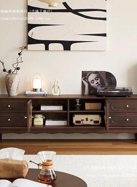 实木物复古法式美落地客厅储组柜式电61410视柜茶几合收纳新款网