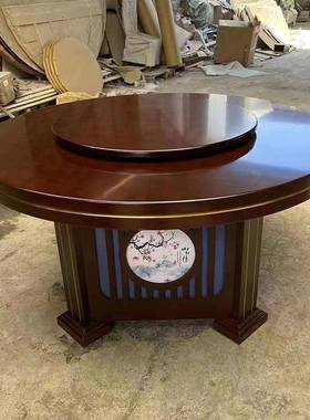 新中酒82181店餐桌大电圆桌自动带转盘饭店会商用5人20人包宴厢电