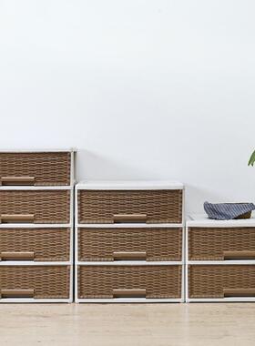 日纳收纳柜家用柜子免安式装客厅收抽层屉柜100365床头柜多塑料