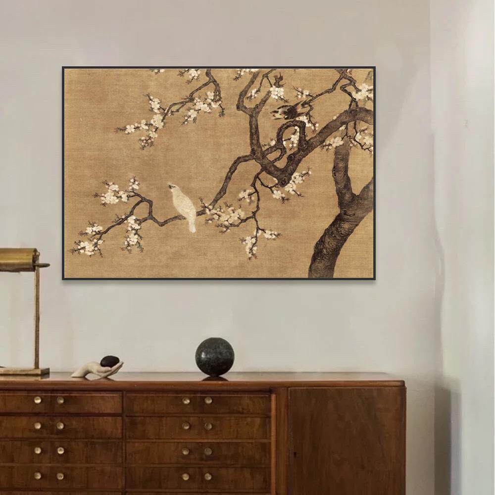 湖山春暖图》新中式客厅-装饰画国画中古风法画式《壁山水画挂画