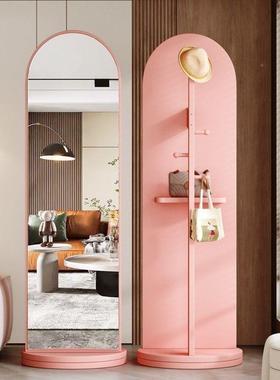 旋OWE转衣穿镜落地镜子居家用挂衣架一体玄关立家式试厂衣镜子家