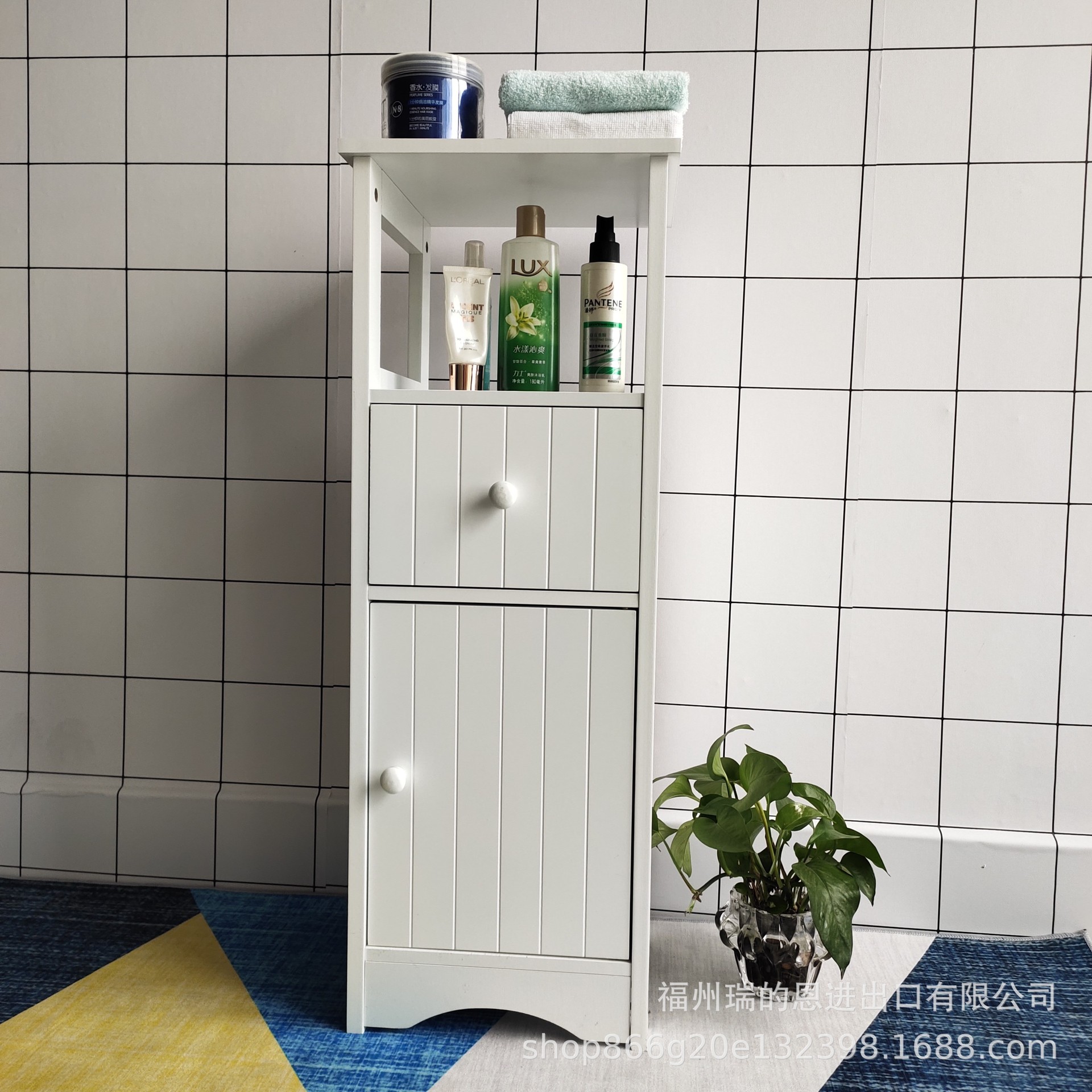 厂家直供欧式浴室柜储物柜一门一抽柜床头柜白色
