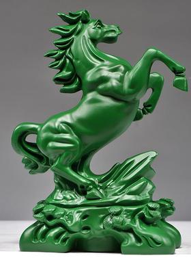 绿色木到马摆雕件马成功饰品工艺tw-990品木马摆家居件实木质刻桌