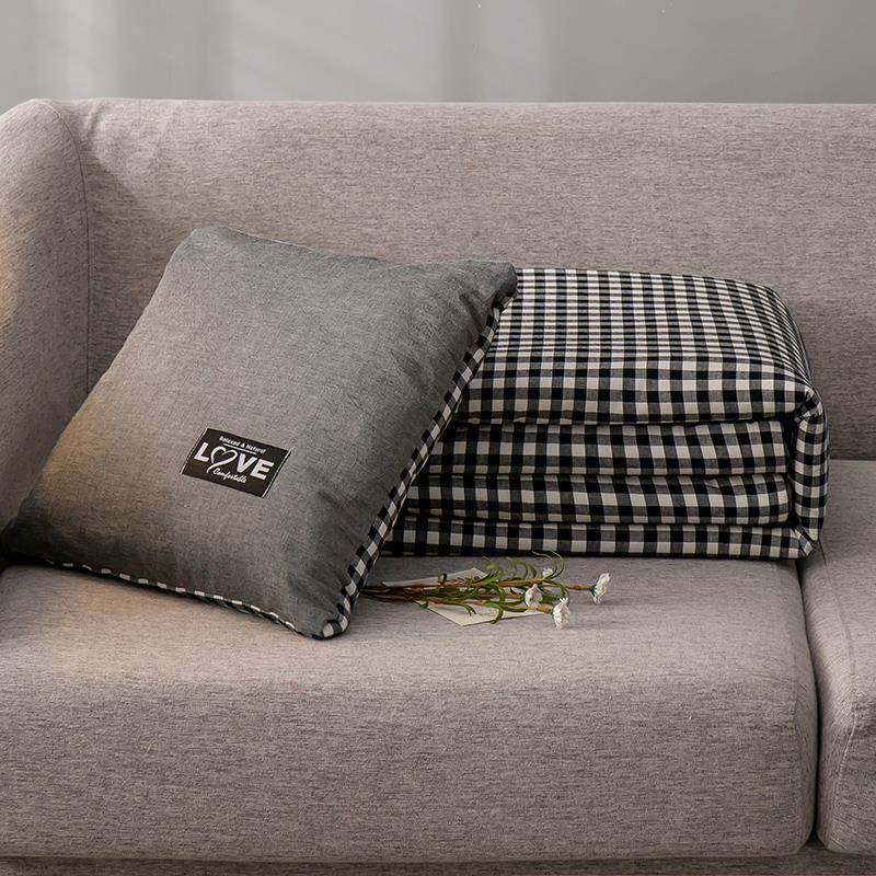 双面抱F767J685枕被两用车载靠枕发盖被午链休棉被沙无拉质子量好