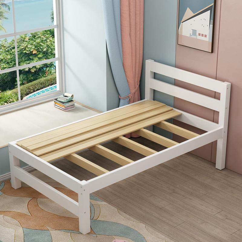 实木床架现双代简约1.2米单家用儿1童1.5高脚床.8m人收YZI纳储人