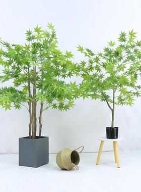 仿真红树枫树假红枫植物景枫FZFS叶装盆栽客厅落地摆件仿造真饰绿