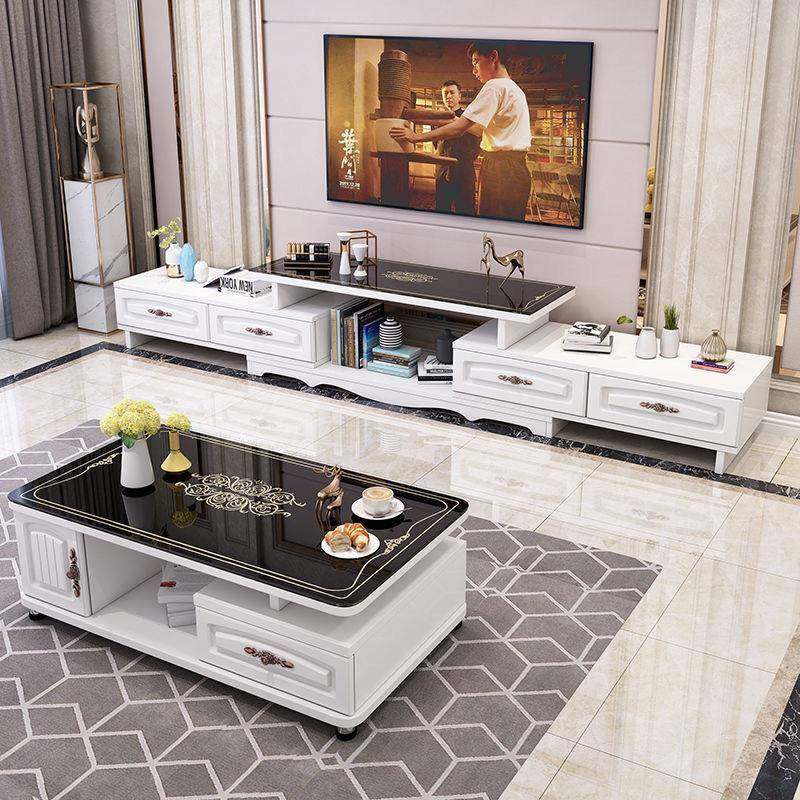 欧代式钢玻茶几现简约客厅电无品牌/视柜组合桌子茶台小户型璃家