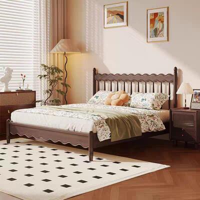 法式复古实木床波中古风人浪612#实木莎床可拆软包双床美式轻温奢