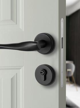 分门锁磁内吸静音轻黑体色室卧奢室门锁家用72F76通用型房间木门