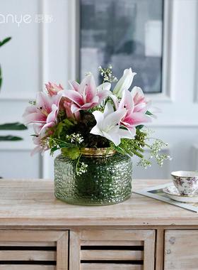 白百合摆花仿真花假花绢花北高档装轻奢酒店客欧厅AA200803茶几摆