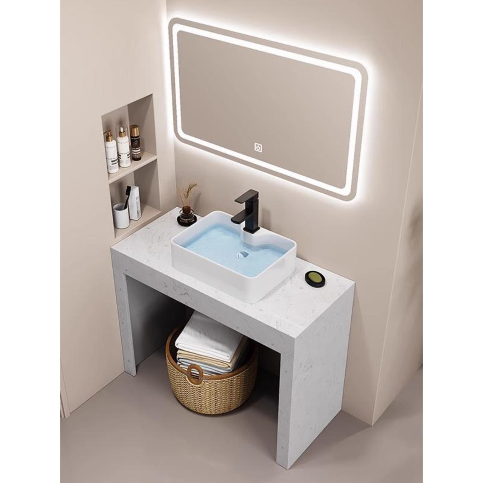 免台打孔共大理石立柱洗漱台卫生间上盆6845落公地式洗酒手盆店洗