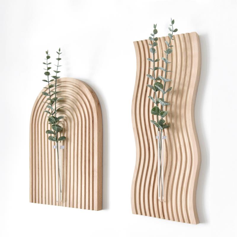 北欧实木FPS壁挂墙饰花厅瓶墙装饰上品客厅餐墙墙壁创意插花器面