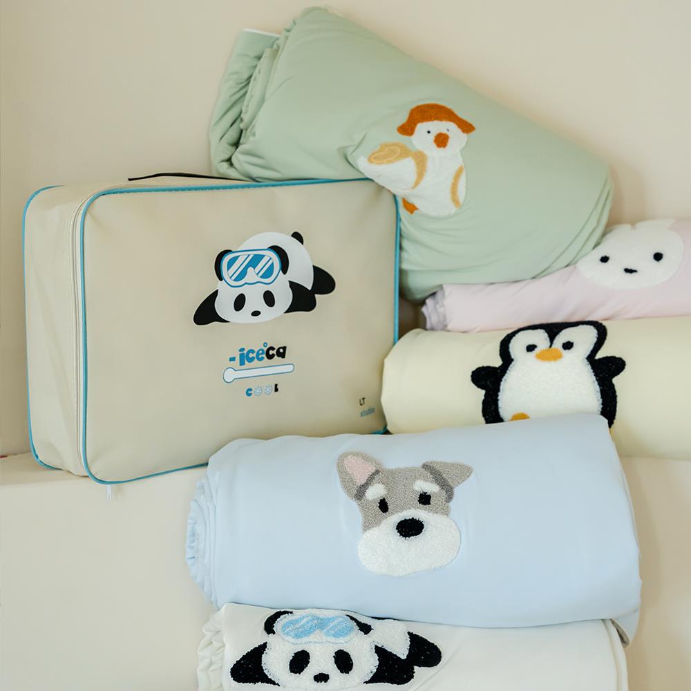 在耳边通毛巾LQT绣夏季凉卡感空洗调被感ins风凉丝夏被可水薄被子