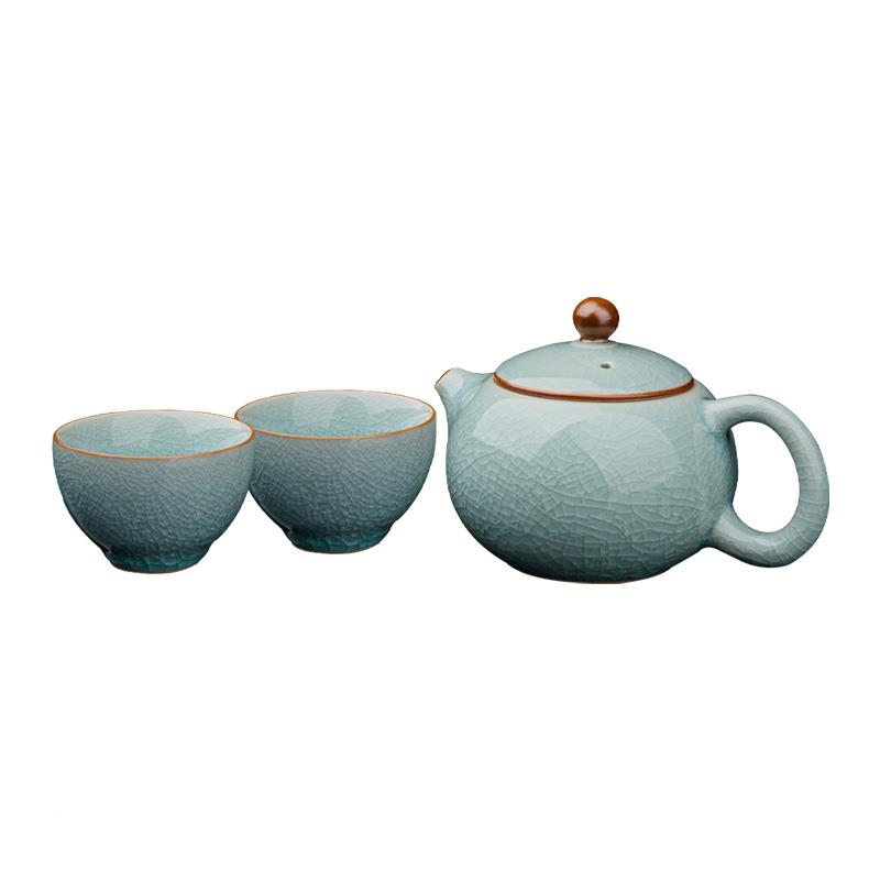 山cj248堂陈文容德大师窑汝瓷旅茶具行汝一壶两杯户外便携功夫茶