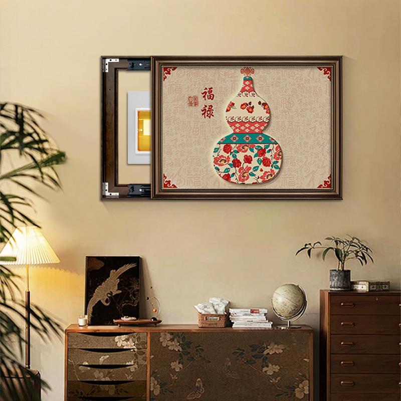 中古风表画箱装饰画葫芦挂式画法FDY4190复古配电电箱电闸盒遮挡