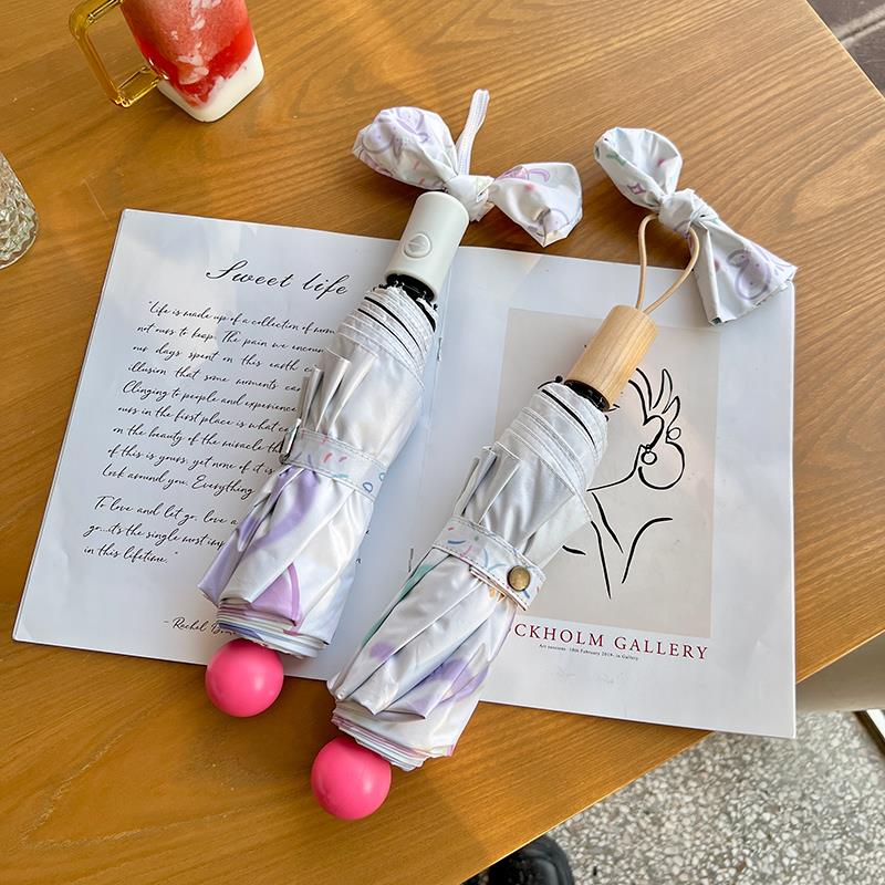 Rosy原雨创定制粉鼻子遮阳伞晴U灵感蝴蝶雨用伞两女防晒抗V自动遮