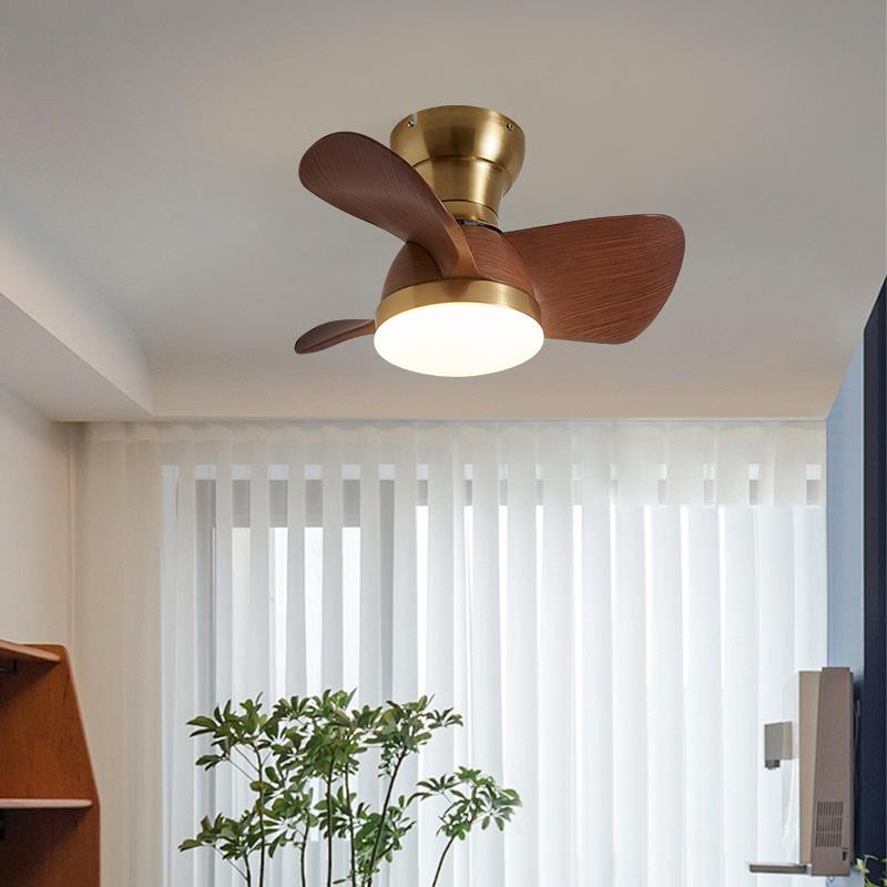 法式YEB胡桃护木眼色儿风扇灯餐厅卧室童房静音吸顶灯新款一体吊