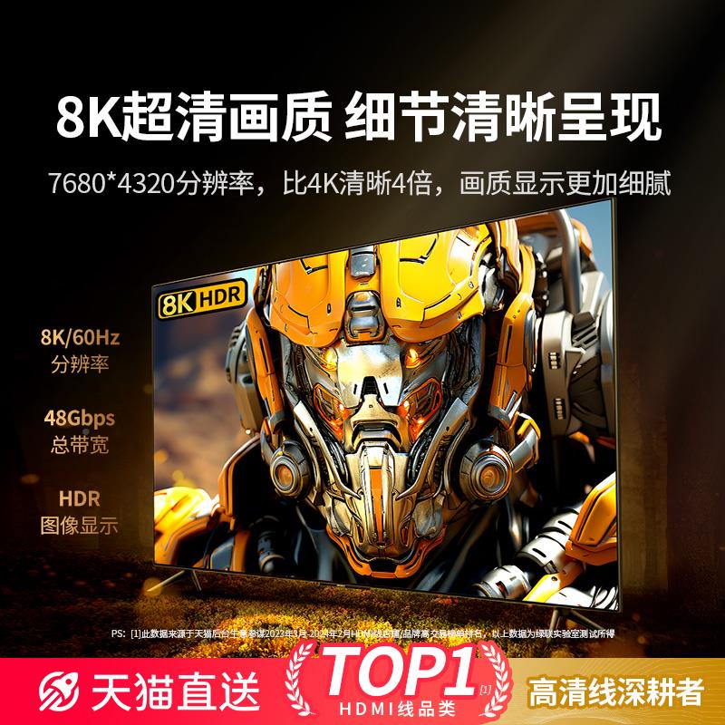 WZR绿联h接di高清线m2.1连8K笔记本电脑显示器电视4K视频延线长数