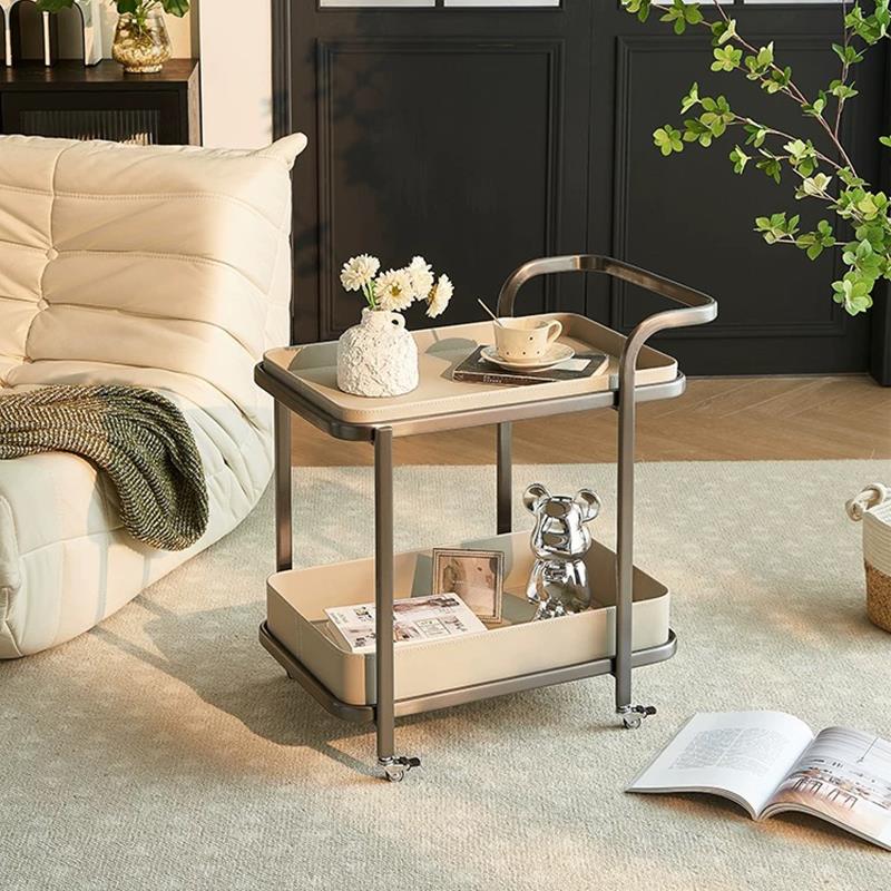 奈斯/法无品牌/覆古鞍皮移动推车锈式边几茶马几客厅不钢角几带轮