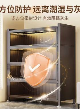 制钢叠柜衣收纳落地翻盖门防LIF尘童储物柜卧室出租屋儿衣柜展示