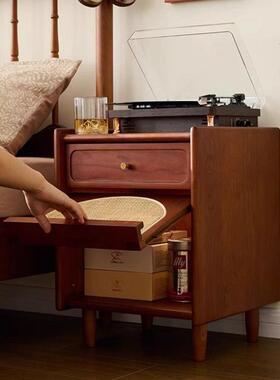 古实OXR木藤编床头小型复超卧室储物窄柜家用小户柜型床边收纳置