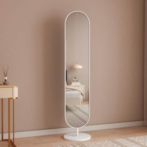 轻风地镜家用卧奢室奶油风穿衣镜网红收铁艺可落旋转带纳全见详情