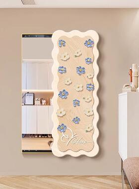 隐挡形穿FEW衣镜装饰画奶镜油风玄关推拉隐藏式可关闭遮全身镜子