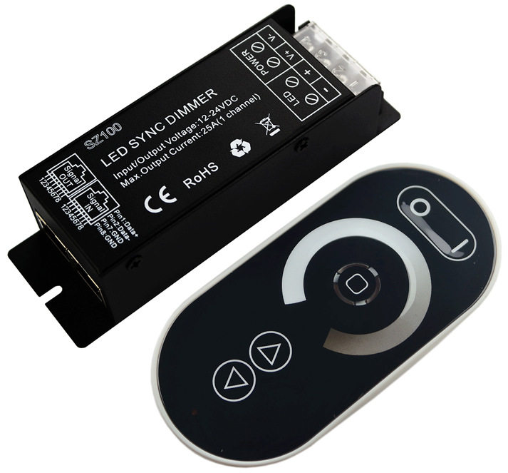 厂家直销12-24V 300W单色无线RF全触摸LED同步调光器PWM调光器