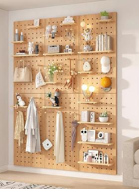 实木洞PRV洞板家墙上置用架挂板物饰装隔板收纳架墙面木质书架