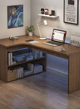 UOR转角书桌书柜一体学室电脑桌书卧架组合写字生简约家用台式桌