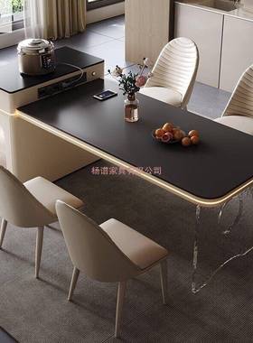 岩轻奢意用式简约岛餐桌一台体家多EXT功能饭桌智板能灯带小户型