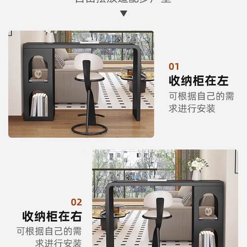 轻奢岩板吧台桌家吧用客F99JHHM8隔断靠墙垭高脚厅桌奶油口风阳台