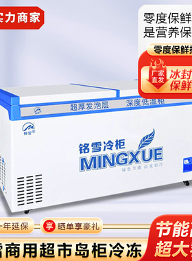 铭雪超市岛柜冷冻雪糕柜保鲜柜制冷设备商用冰箱超厚发泡层低温柜