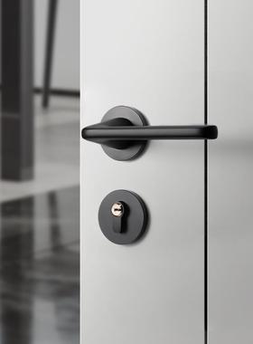 J美式黑色卧室VGI门体锁室内门静把手家用音房门锁分磁房吸间木门